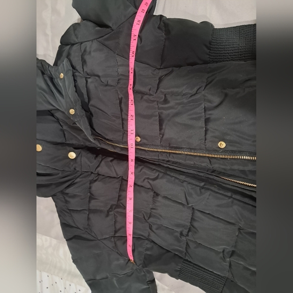 Cole Haan Signature Black Quilted Down Puffet Coat Jacket Gold Hardware S/P - Picture 5 of 16